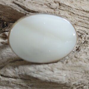 Oval Mother Pearl Scarf Clip Pony Tail  Hair Cover Vintage Secure Hinge Closure